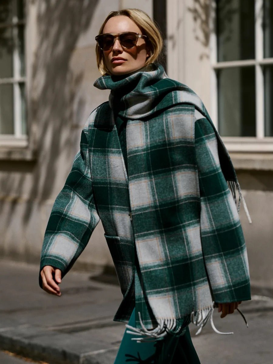 Young Ideas & Henmores -Alderton Check Scarf Coat -Ponderosa Pine Check -XXS