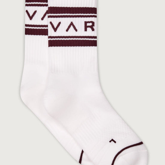 Young Ideas/Henmores - Astley Active Logo Sock - White / Port - OS