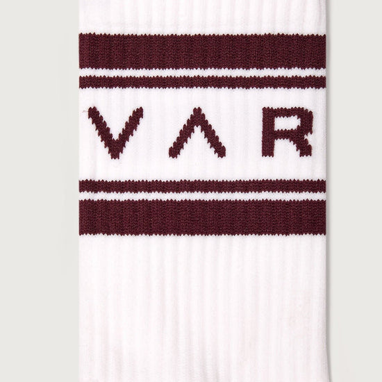 Young Ideas/Henmores - Astley Active Logo Sock - White / Port - OS