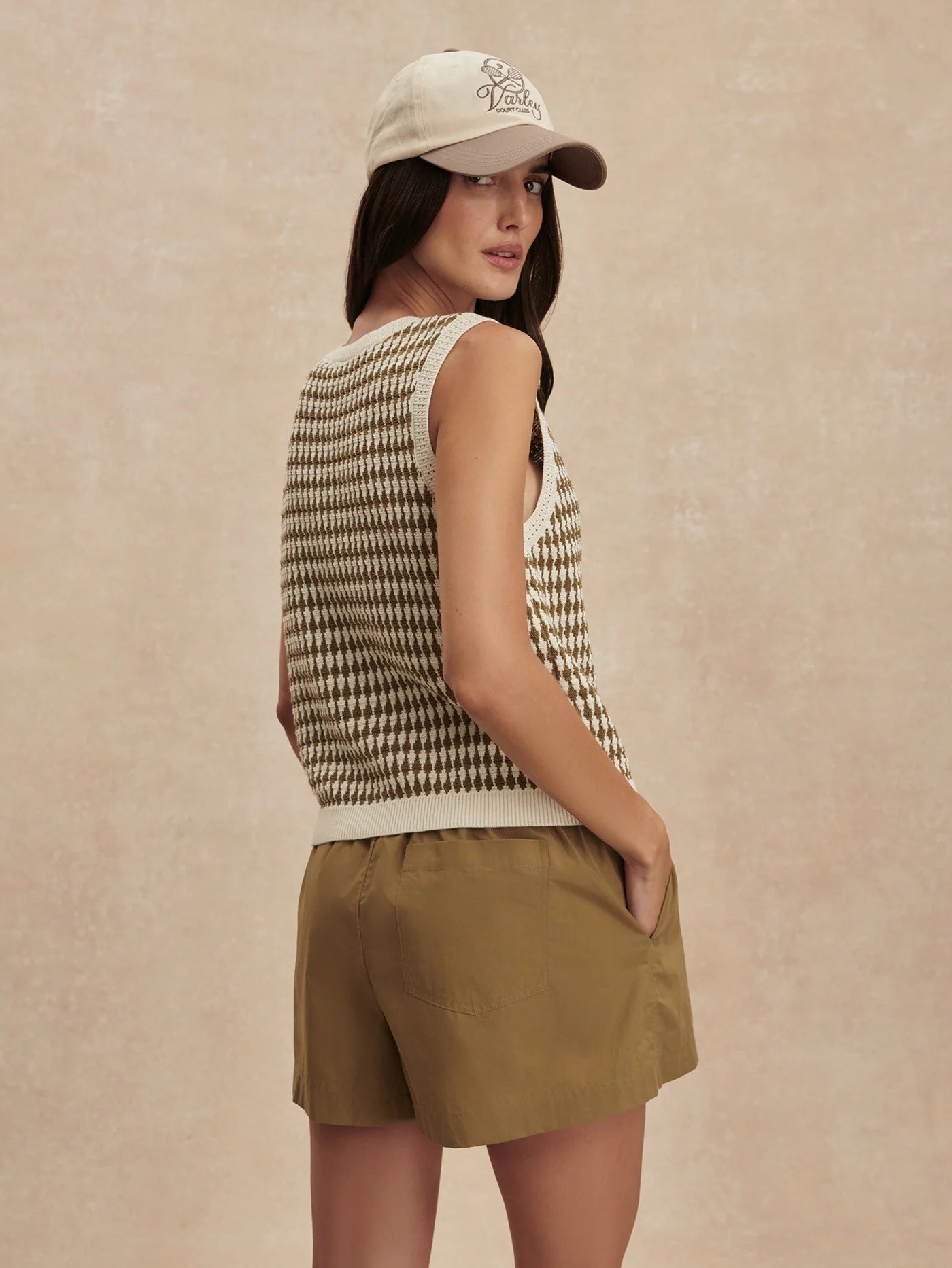Young Ideas & Henmores - Aura Printed Sleeveless Knit - Egret/Golden Olive - XS