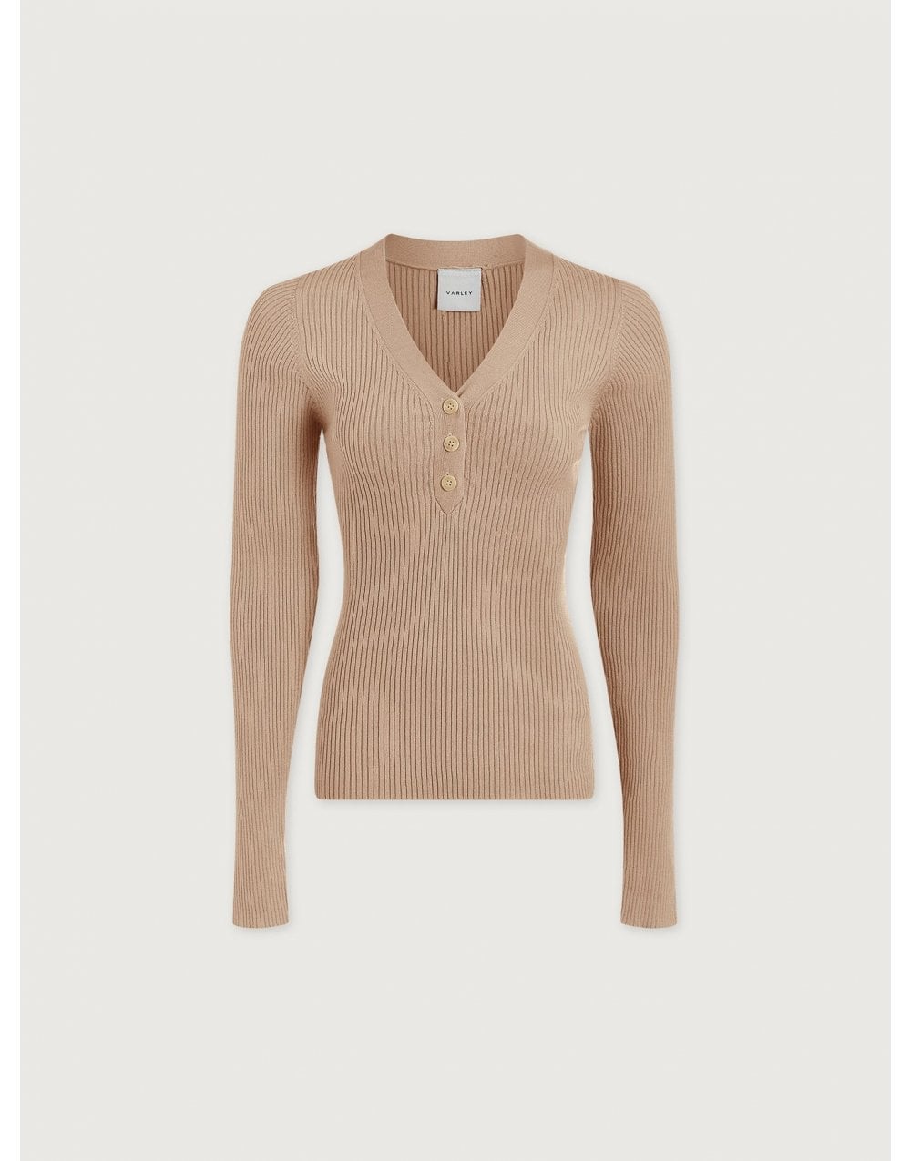 Young Ideas/Henmores - Blanca V Neck Rib Knit Top - Cement - XS