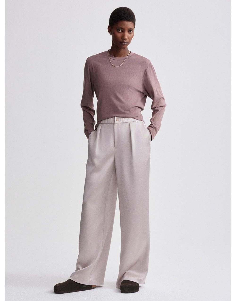 Young Ideas/Henmores - Bryden Wide Leg 28 Trousers - Silver Cloud - S