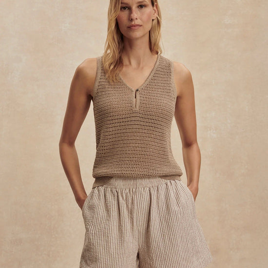 Young Ideas & Henmores -Darina Stripe Short -Birch Taupe -XS