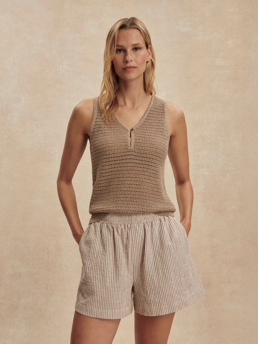 Young Ideas & Henmores -Darina Stripe Short -Birch Taupe -XS