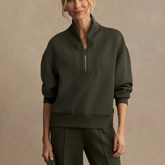 Young Ideas & Henmores -Davidson Half Zip Sweat -Olive Marl -XS