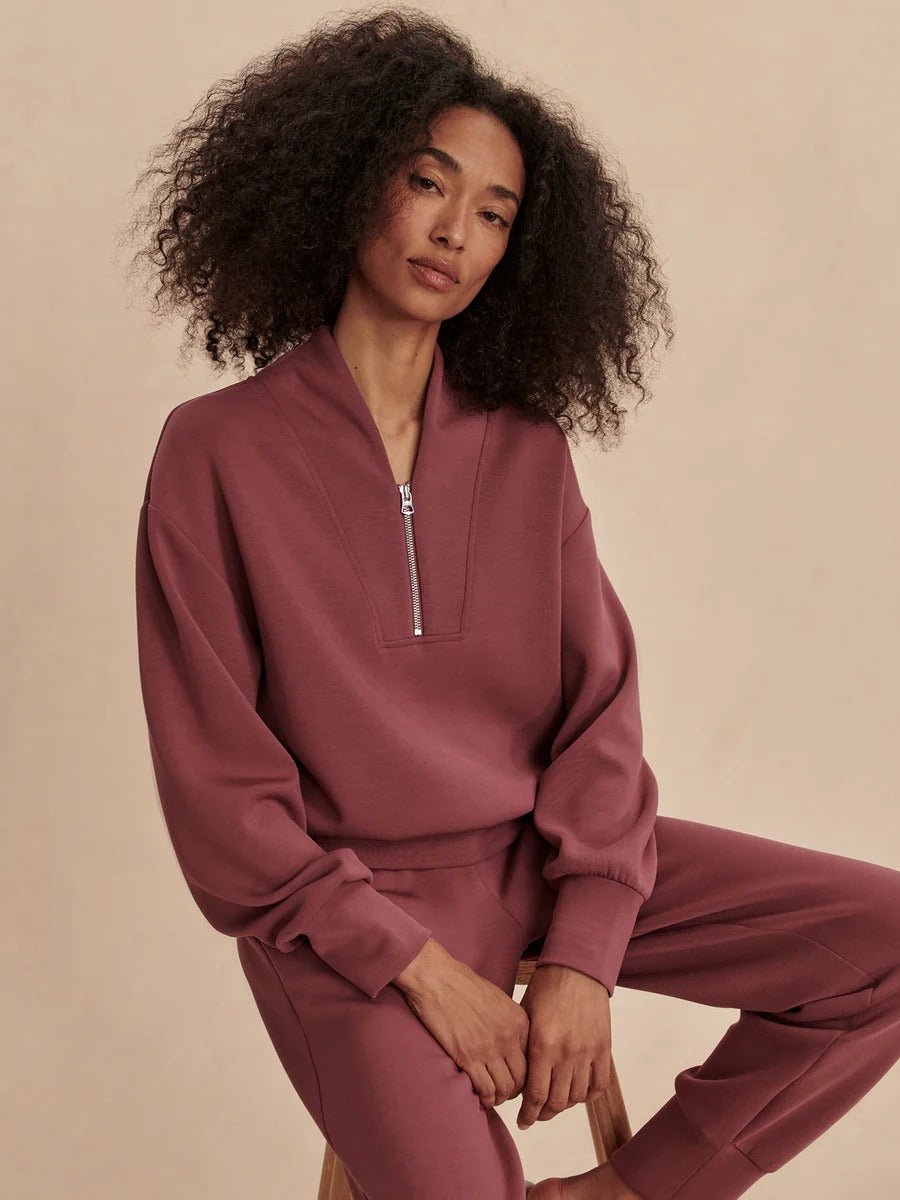 Young Ideas & Henmores -Davidson Half Zip Sweat -Wild Rhubarb -XS