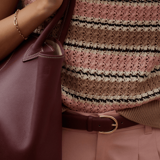 Young Ideas/Henmores - Deeley Stripe Stitch Knitted Tank - Warm Taupe / Mellow Rose - XS