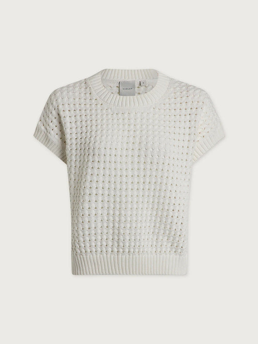 Young Ideas & Henmores - Denny Short Sleeve Knitted Jumper - Snow White - XS