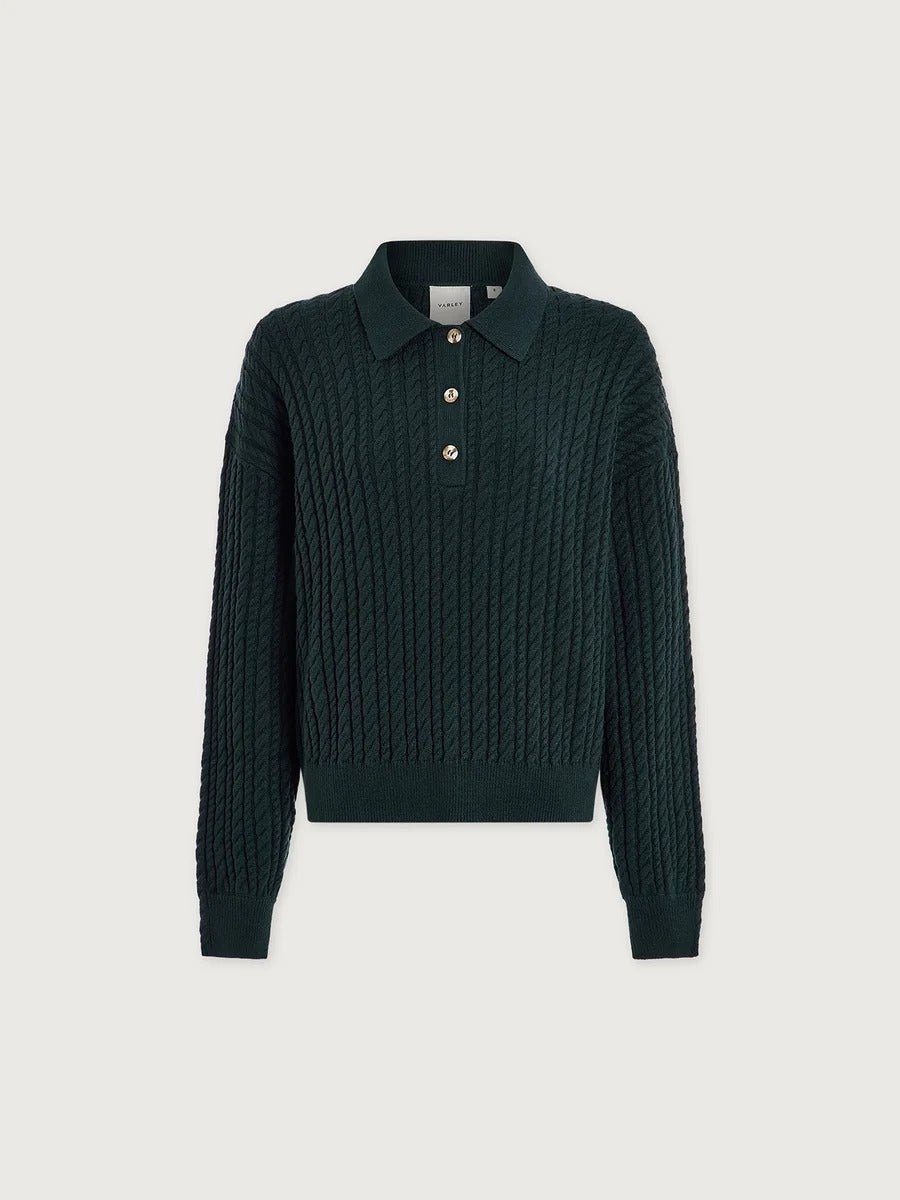 Young Ideas & Henmores -Dottie Polo Knit Sweater -Ponderosa Pine -XS
