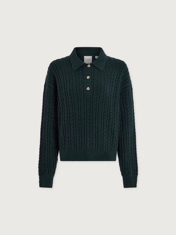 Young Ideas & Henmores -Dottie Polo Knit Sweater -Ponderosa Pine -XS