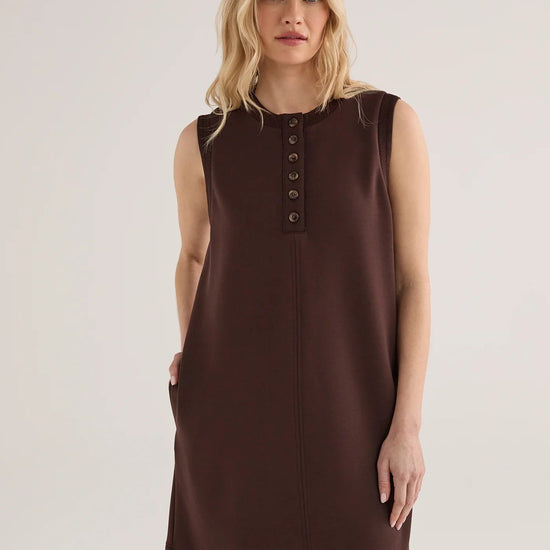 Young Ideas & Henmores -Elba Tank Jersey Mini Dress -Coffee Bean -XS