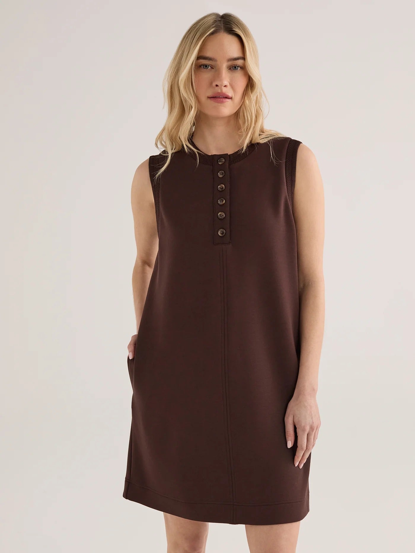 Young Ideas & Henmores -Elba Tank Jersey Mini Dress -Coffee Bean -XS