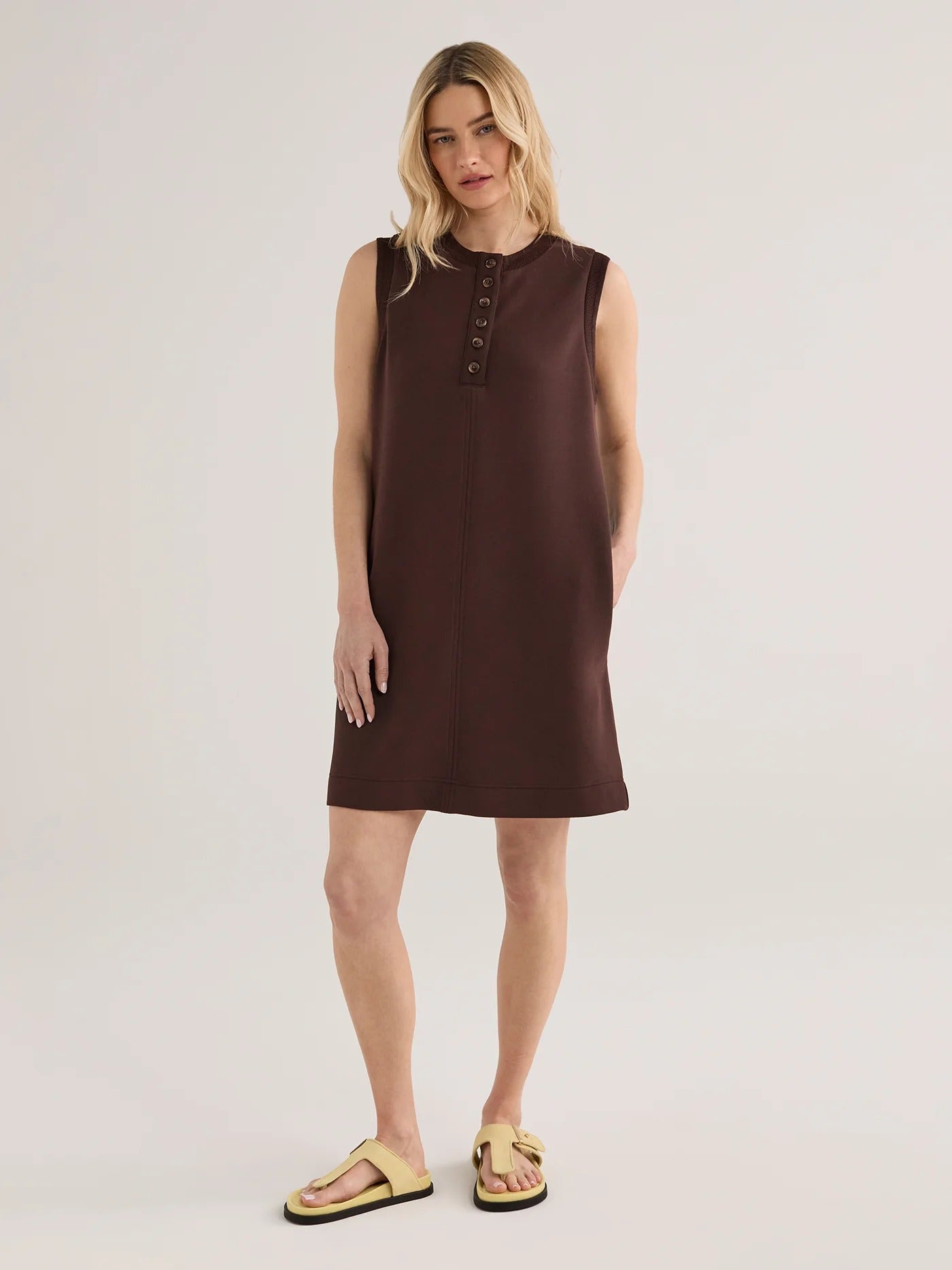 Young Ideas & Henmores -Elba Tank Jersey Mini Dress -Coffee Bean -XS