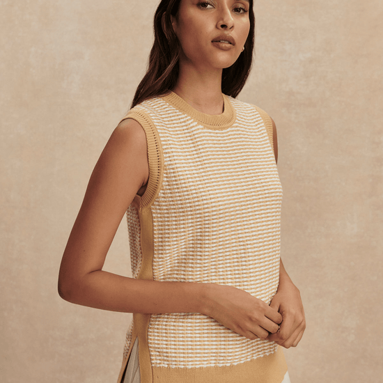 Young Ideas/Henmores - Elis Knitted Sleeveless Tank - New Wheat - XS