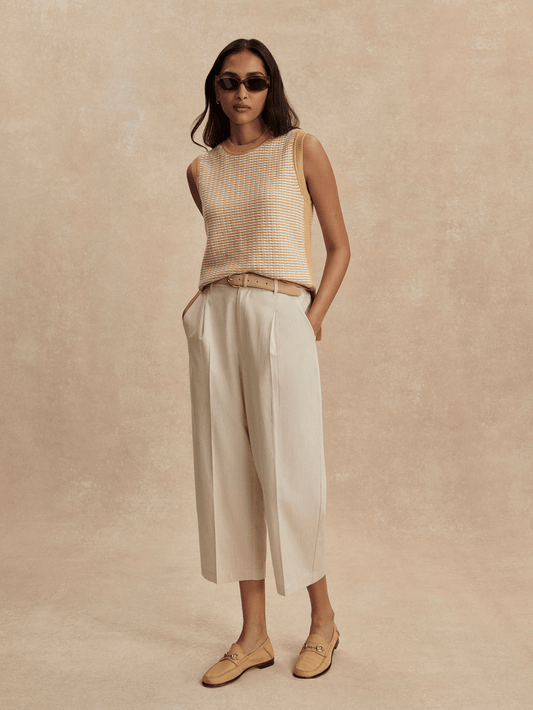 Young Ideas/Henmores - Elis Knitted Sleeveless Tank - New Wheat - XS