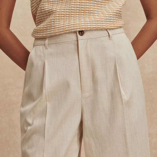 Young Ideas/Henmores - Ellison Cropped Wide Leg 24 Trousers - Birch Marl - XS
