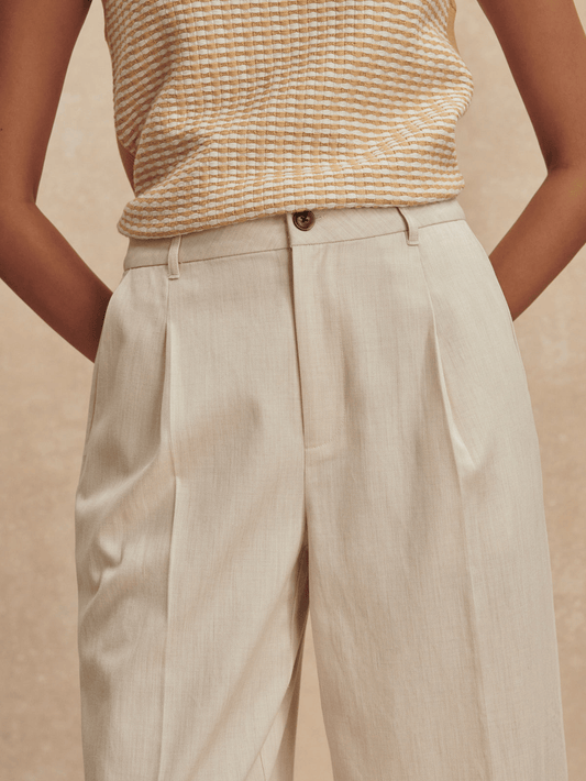 Young Ideas/Henmores - Ellison Cropped Wide Leg 24 Trousers - Birch Marl - XS