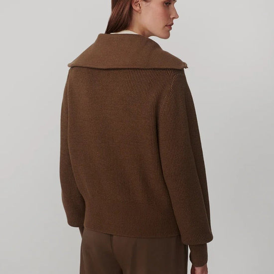 Young Ideas & Henmores -Enrico Zip Through Knit Jacket -Teak Olive -XS