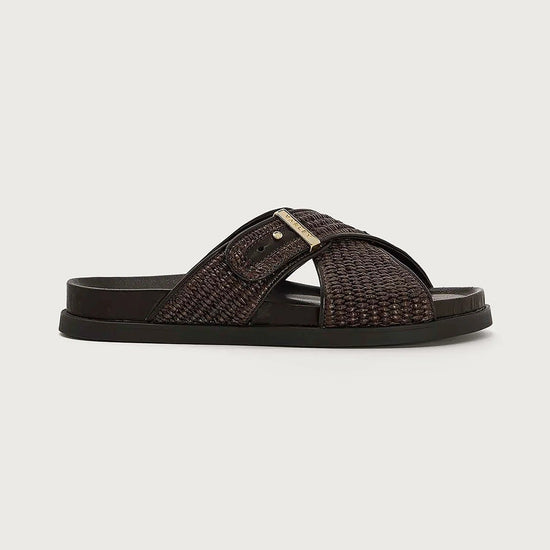 Young Ideas & Henmores - Esla Textured Cross Slide Sandal - Ebony Brown - 4