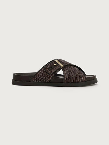 Young Ideas & Henmores - Esla Textured Cross Slide Sandal - Ebony Brown - 4