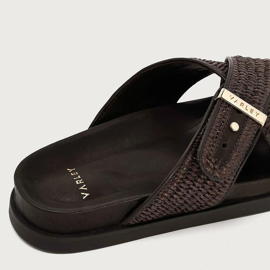 Young Ideas & Henmores - Esla Textured Cross Slide Sandal - Ebony Brown - 4