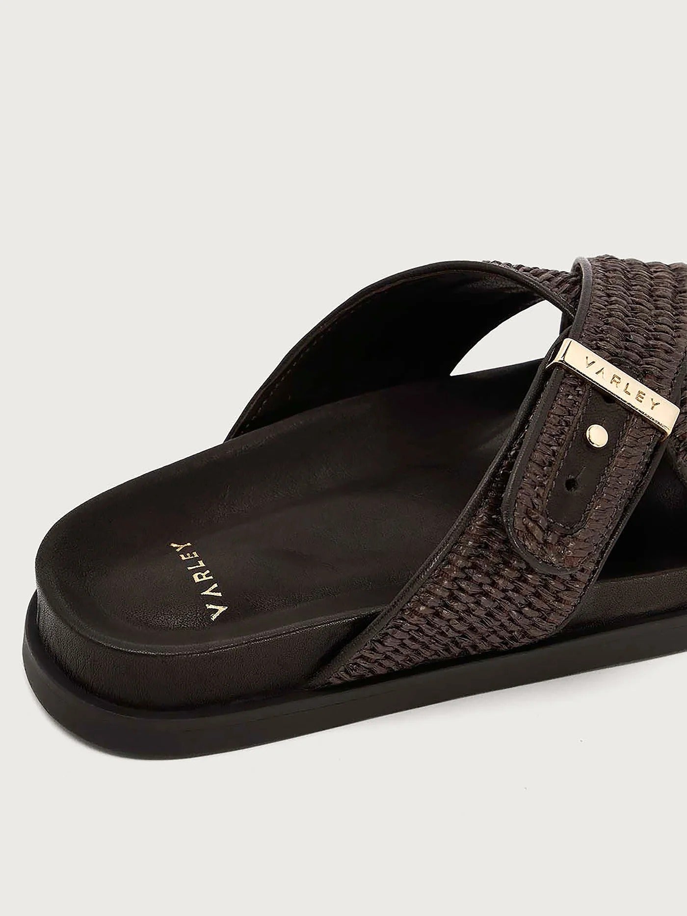 Young Ideas & Henmores - Esla Textured Cross Slide Sandal - Ebony Brown - 4