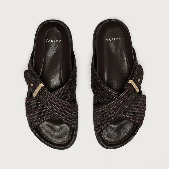 Young Ideas & Henmores - Esla Textured Cross Slide Sandal - Ebony Brown - 4