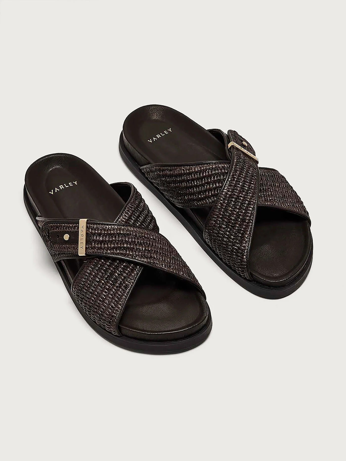 Young Ideas & Henmores - Esla Textured Cross Slide Sandal - Ebony Brown - 4