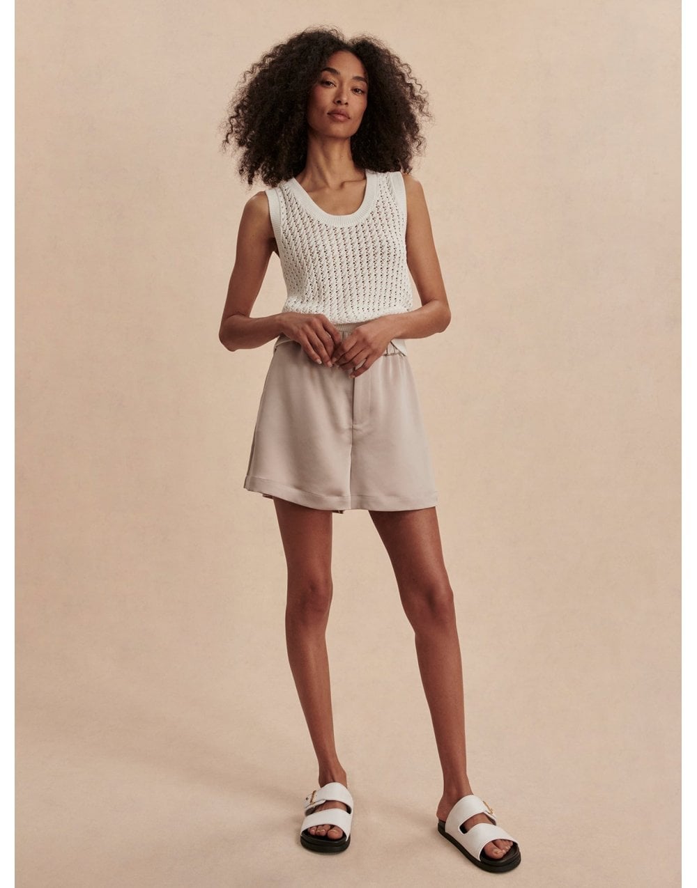 Young Ideas/Henmores - Ferns Open Knit Tank Top - Shadow - XS