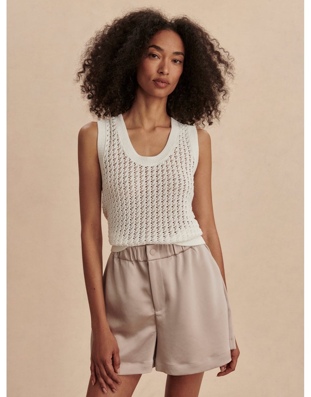 Young Ideas/Henmores - Ferns Open Knit Tank Top - Shadow - XS