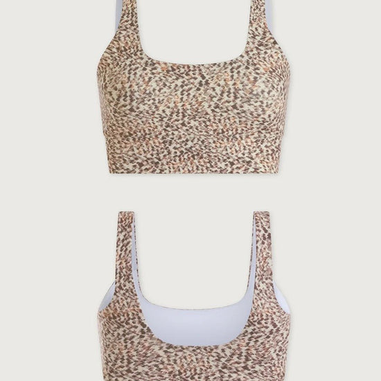Young Ideas & Henmores - Freesoft Cori Sports Bra - Ivory Abstract Feather - S