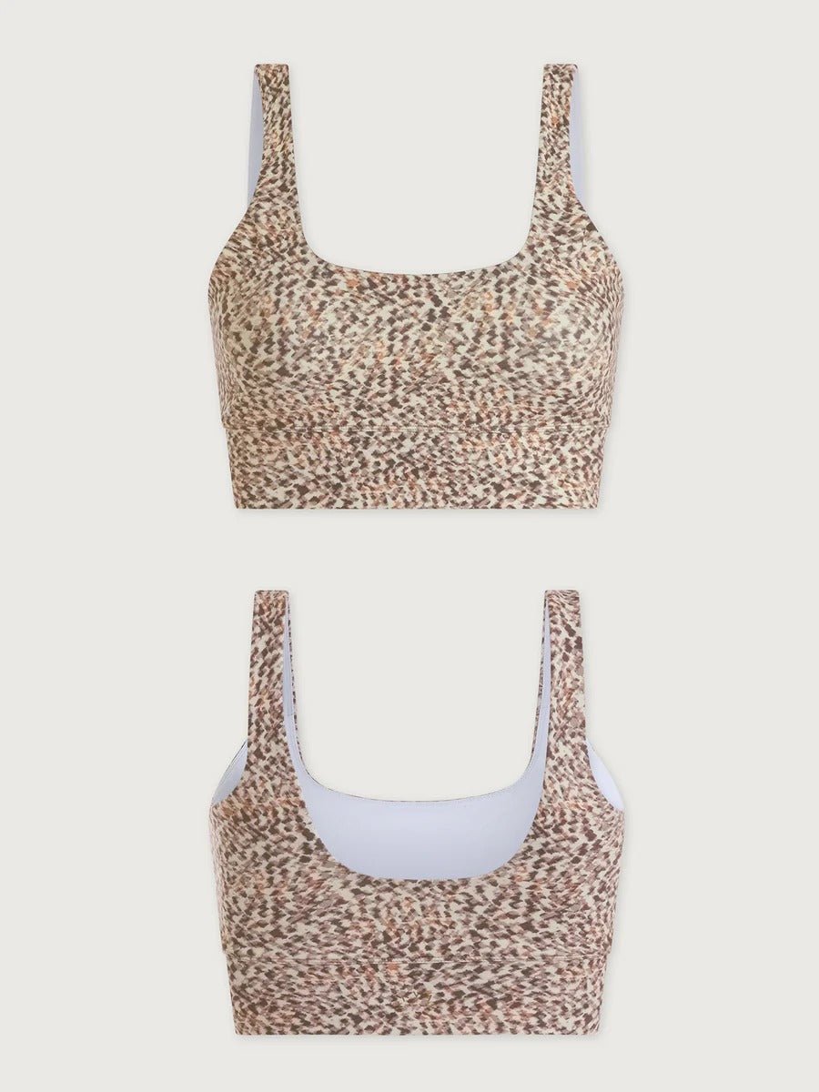 Young Ideas & Henmores - Freesoft Cori Sports Bra - Ivory Abstract Feather - S