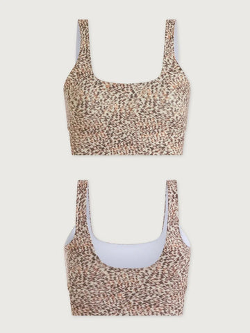 Young Ideas & Henmores - Freesoft Cori Sports Bra - Ivory Abstract Feather - S