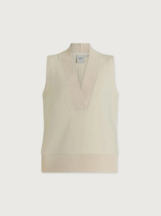 Young Ideas & Henmores - Freida Oversized V Neck Sleeveless Tank - Pristine - XS