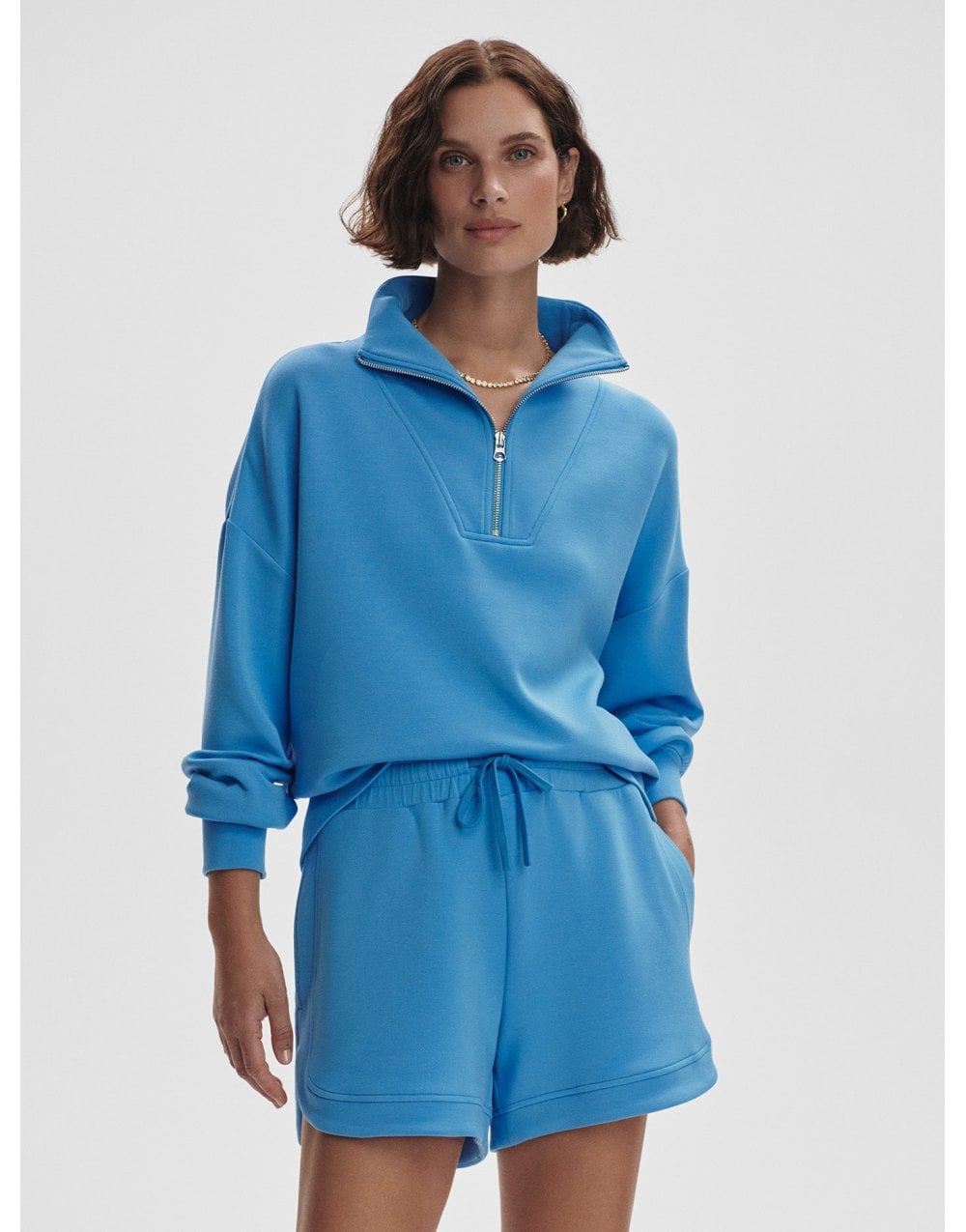 Young Ideas/Henmores - Hawley Half Zip Sweat - Azure Blue - XS