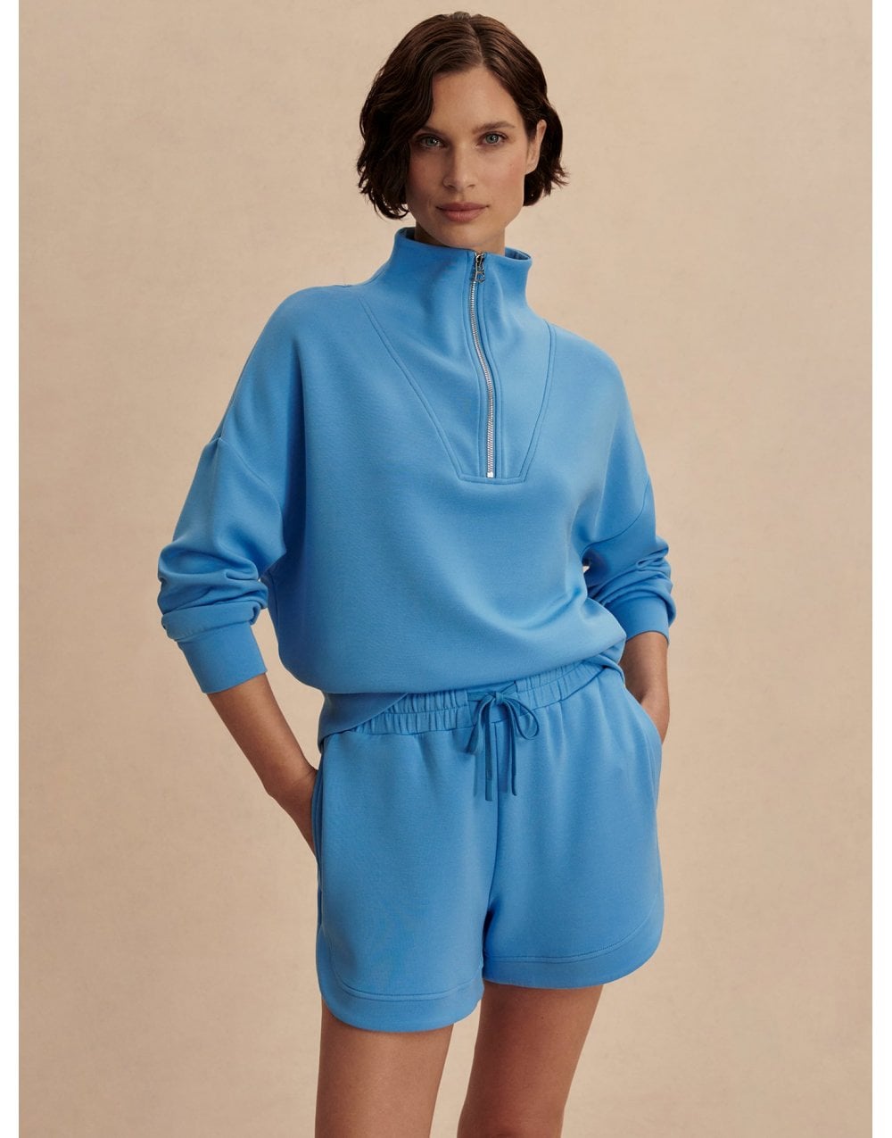 Young Ideas/Henmores - Hawley Half Zip Sweat - Azure Blue - XS