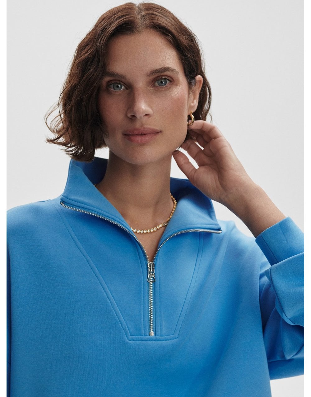Young Ideas/Henmores - Hawley Half Zip Sweat - Azure Blue - XS