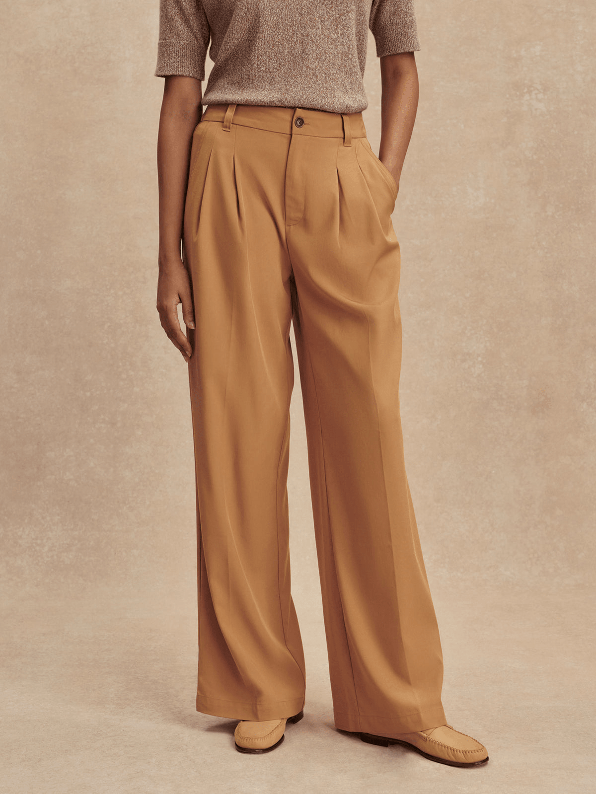 Young Ideas/Henmores - Jayla Stretch Wide Leg 29.5 Trousers - Apple Cinnamon - XS