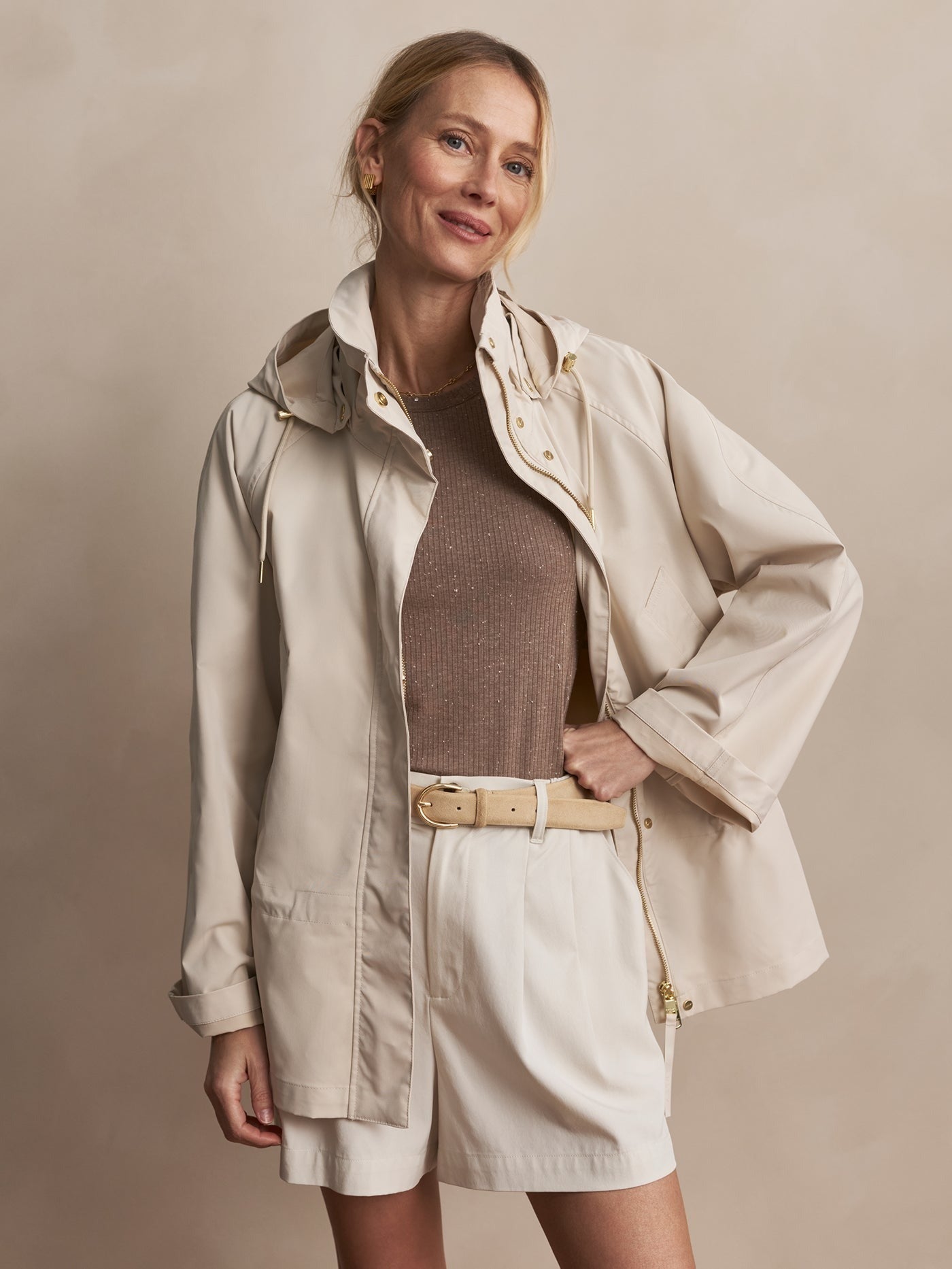 Young Ideas/Henmores - Jeanie Hooded Tech Jacket - Oat Milk - XS