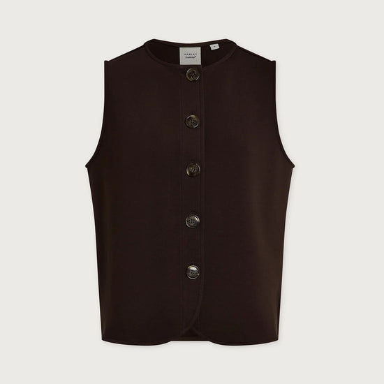 Young Ideas & Henmores -Josie Button Through Jersey Tank -Coffee Bean -XS