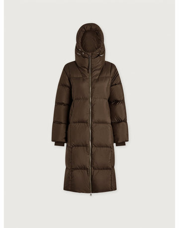 Young Ideas/Henmores - Katya Long Metallic Down Puffer Coat - Dark Olive - XS