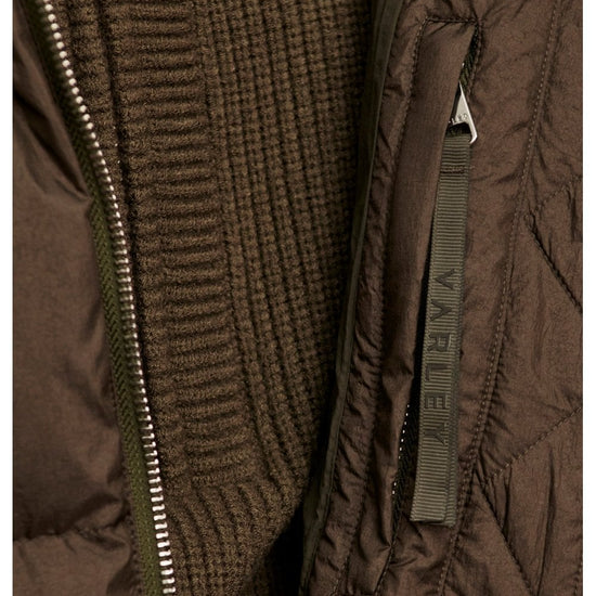 Young Ideas/Henmores - Katya Long Metallic Down Puffer Coat - Dark Olive - XS