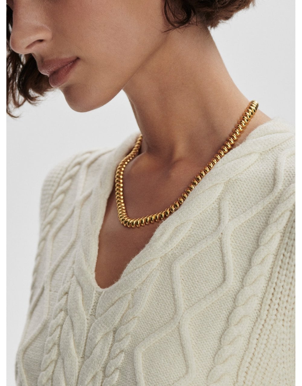 Young Ideas/Henmores - Kay Cable Knit Vest - Snow White - XS