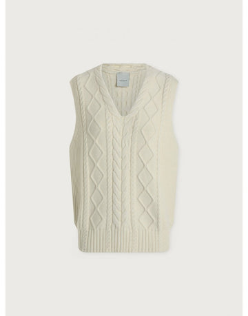 Young Ideas/Henmores - Kay Cable Knit Vest - Snow White - XS