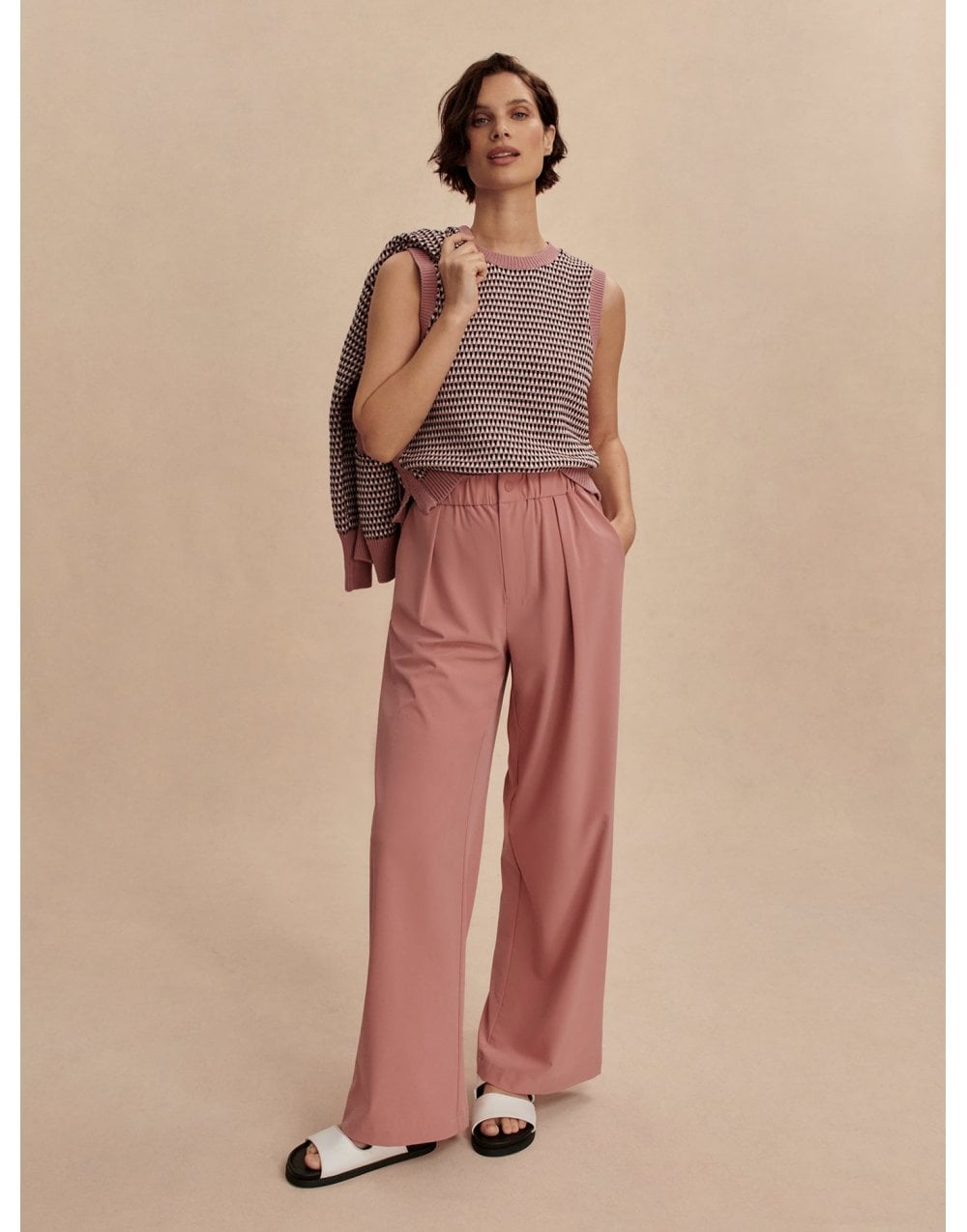 Young Ideas/Henmores - Kayson Wide Leg 29.5 Trousers - Ash Rose - XS