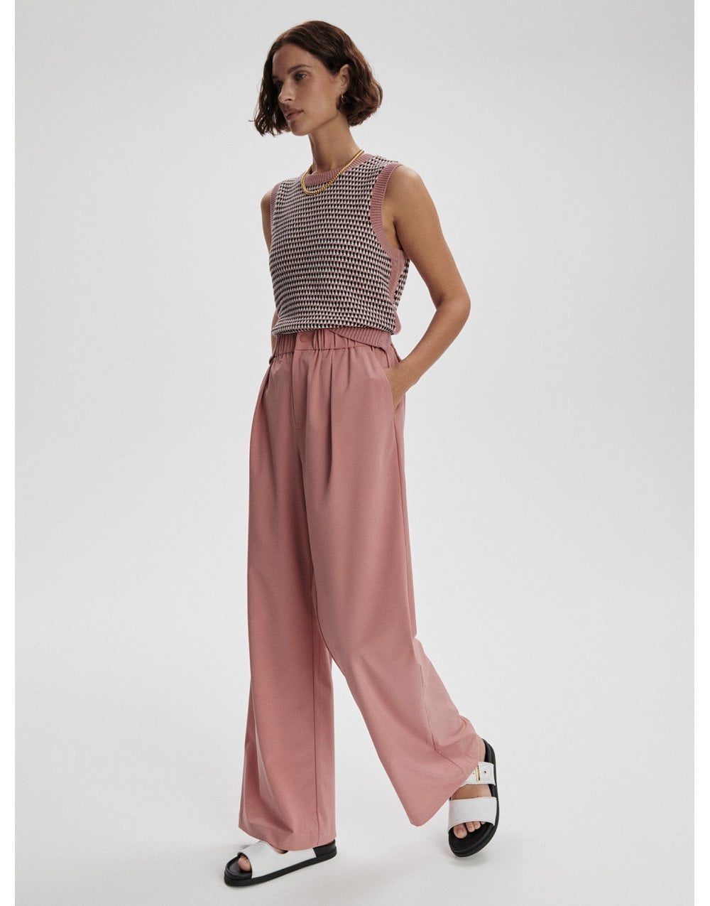 Young Ideas/Henmores - Kayson Wide Leg 29.5 Trousers - Ash Rose - XS