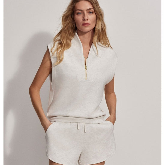 Young Ideas/Henmores - Kelly Sleeveless Half Zip Sweat - Ivory Marl - XS