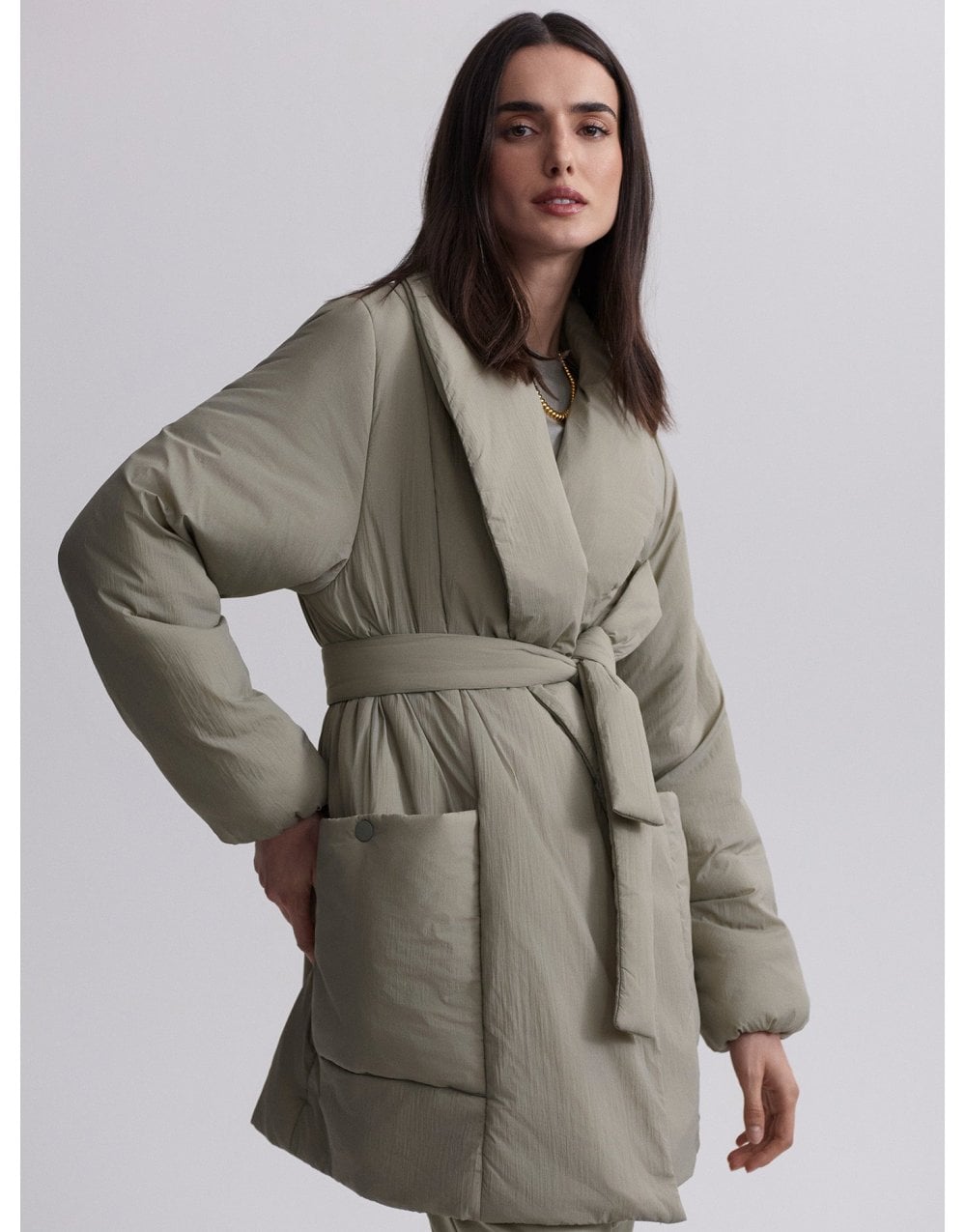 Young Ideas/Henmores - Laona Padded Wrap Jacket - Laurel Sage - S