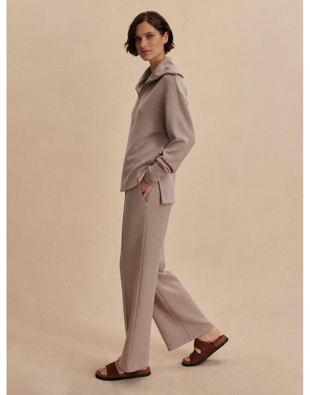 Young Ideas/Henmores - Larson Half Zip Sweat - Ivory Marl - XS