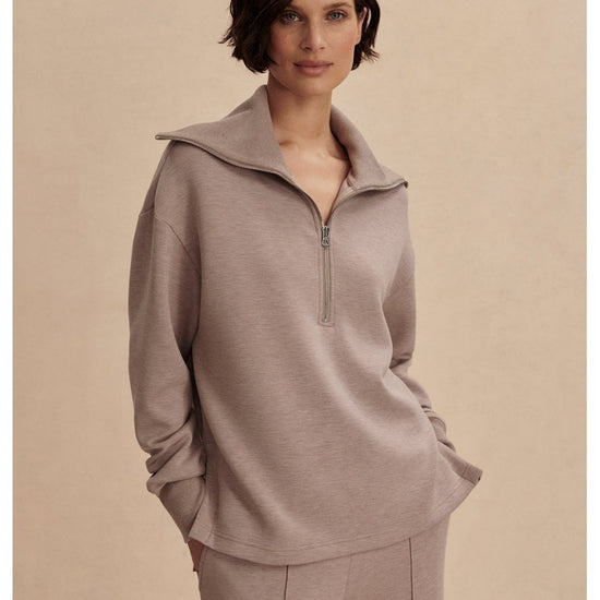 Young Ideas/Henmores - Larson Half Zip Sweat - Ivory Marl - XS